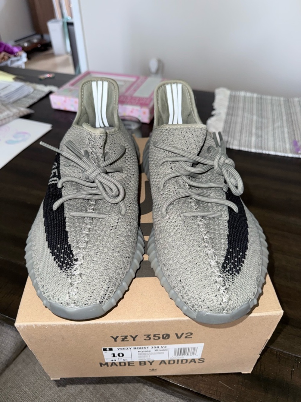 Men’s Adidas Granite and Black Yeezy Boost 350 V2 Sneakers